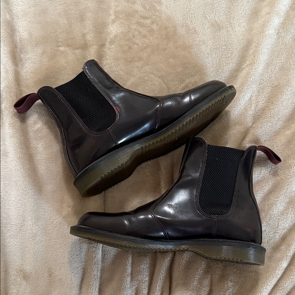 Dr Martens dark maroon Leather Chelsea Boots - Picture 2 of 5